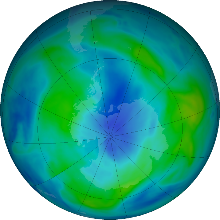 Antarctic ozone map for 11 March 2018
